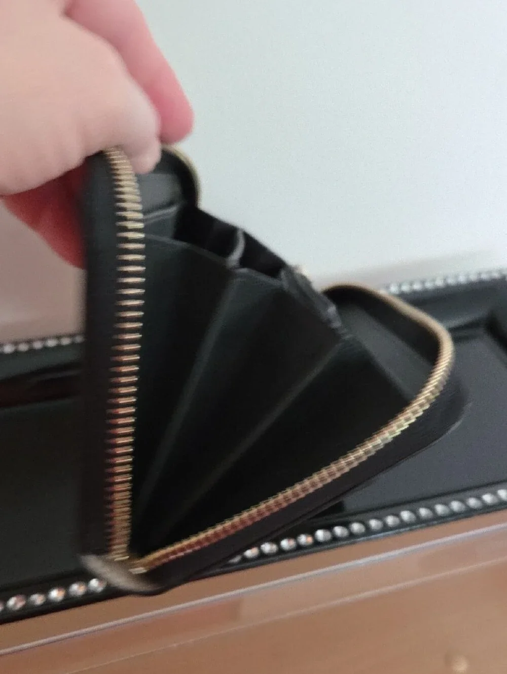 kate spade Two-Tone Black and Beige Saffiano Zip Wallet